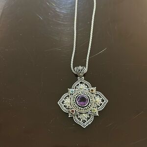 Designer pendent with chain. Sterling silver with 18K yellow gold.